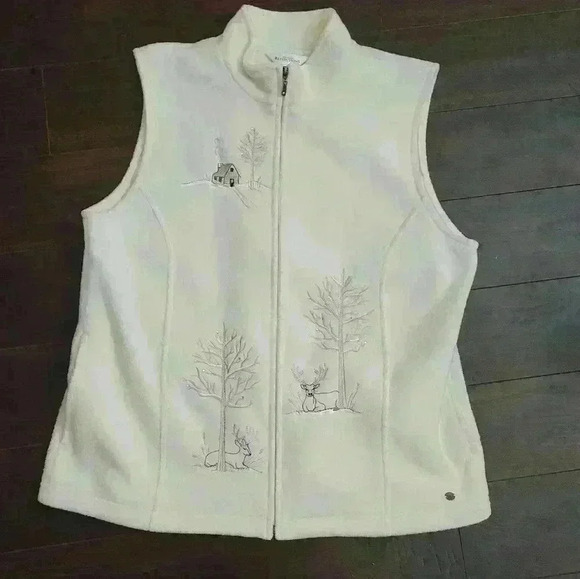 Christmas Cream Fleece Cozy Wearable Art Costal Grandma Cottagecore vest - Picture 1 of 9